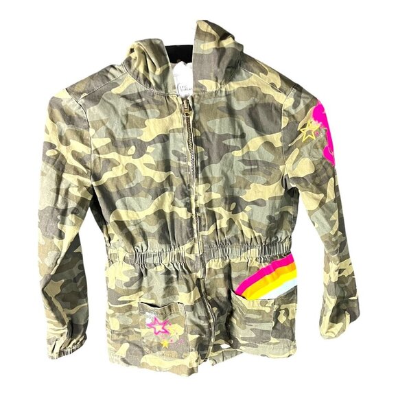 Epic Threads Girls Camo Hooded Jacket W/ Rainbow & Star Accents Size M Elastic W - Picture 8 of 13